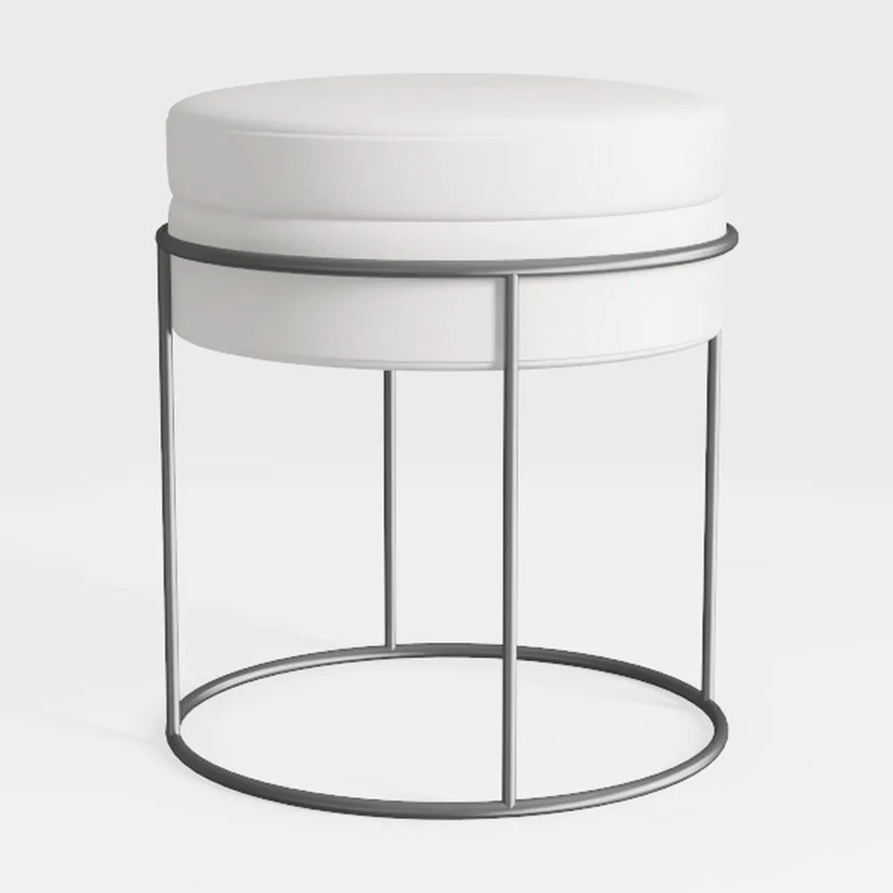 Linon Talulah Cream Sherpa and Silver Vanity and