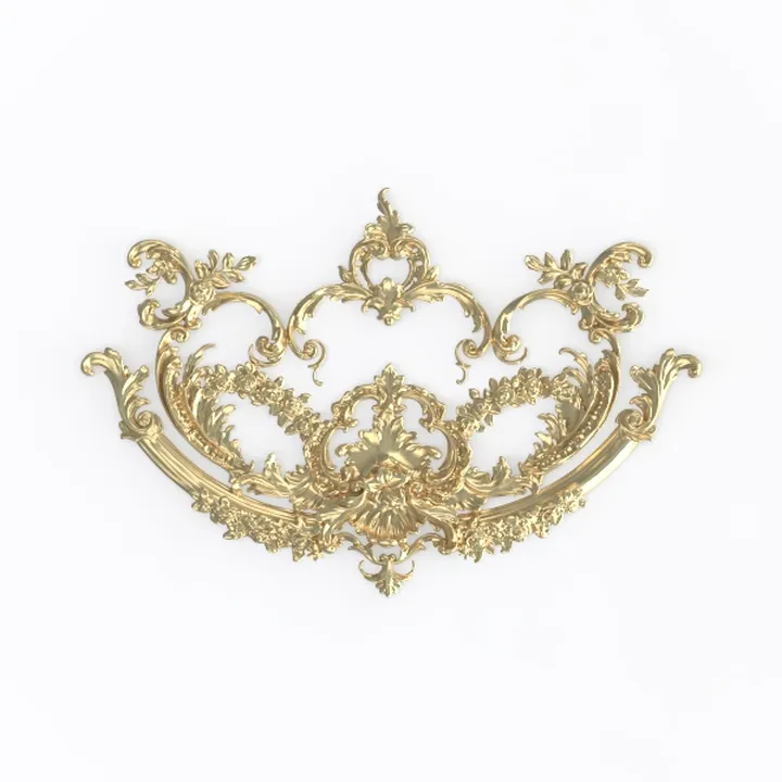 Baroque Gold Ornate Wall Decor Applique 3D Model