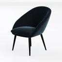 Modern Navy Velvet Upholstered Accent Armchair 3D Model Left 45 Degree View