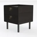 Minimalist Black Solid Wood Nightstand with Gold Accents 3D Model Left 45 Degree View