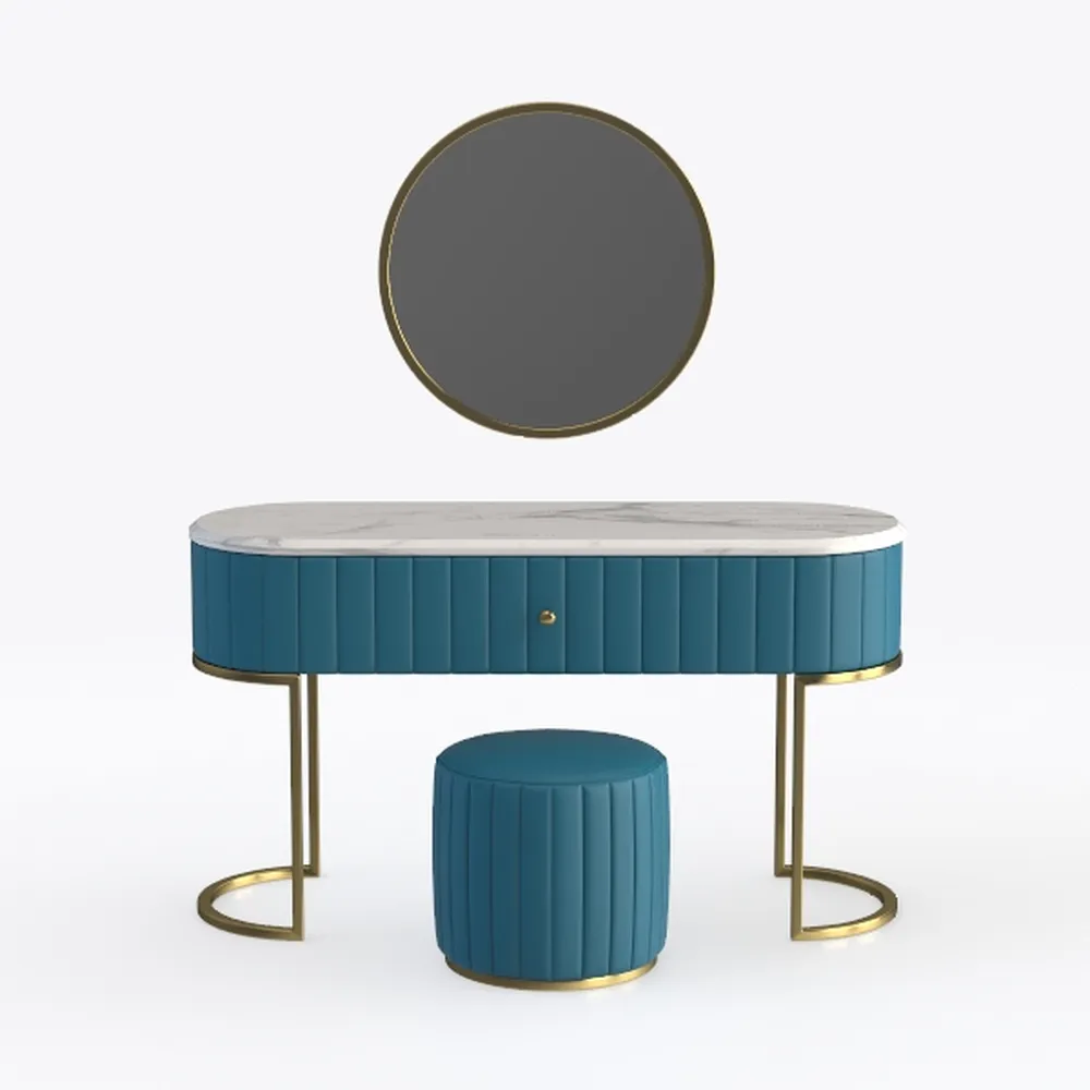 Generico Elegante Tavolo da Trucco con Specchio Regolabile a LED e cassetti - Scrivania da Trucco salvaspazio Grigia per la casa, 70x40 cm (27,5x15,7 Pollici) - Perfetto per Gli Amanti della Bellezza