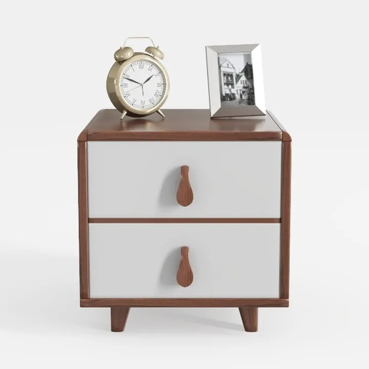 Mid Century Modern Two Tone Solid Wood Nightstand 3D Model