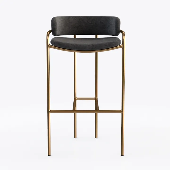 Set of 4 Swivel Bar Stools with Back, Velvet Uphol