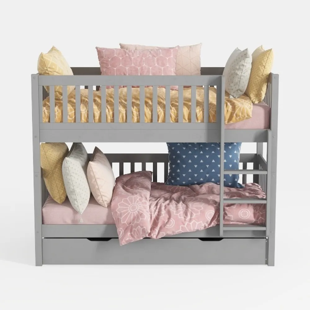 Benzara Sifa Twin Bunk Bed, Convenient Ladder, Arc