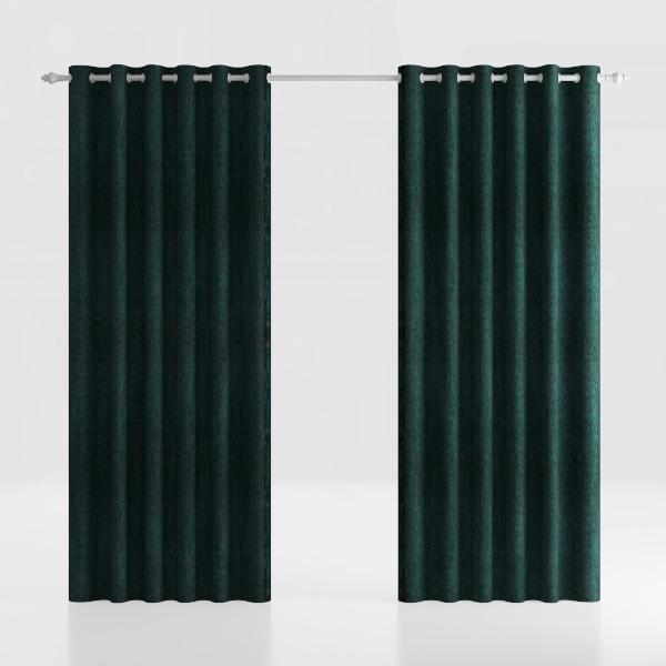 RYB HOME Green Velvet Curtains & Drapes - Half