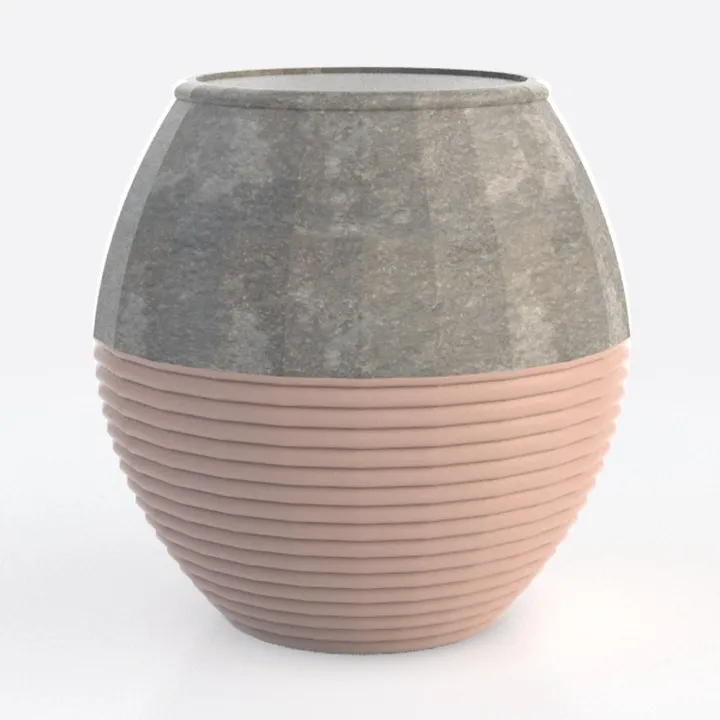Rustic Terracotta Vase with Wood Grain Finish,