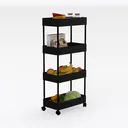 Pipishell Slim Storage Cart with Wheels, Bathroom Right 45 Degree View