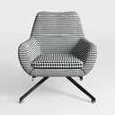 Modern Houndstooth Fabric Swivel Armchair 3D Model Front View