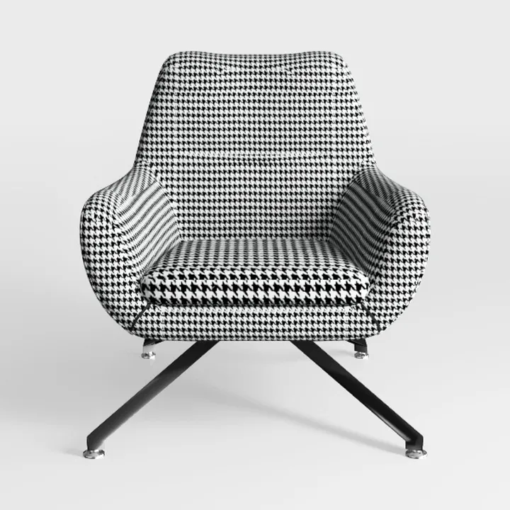 Modern Houndstooth Fabric Swivel Armchair 3D Model
