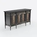 Sideboard Buffet Cabinet with Glass Doors 3 Door Right 45 Degree View