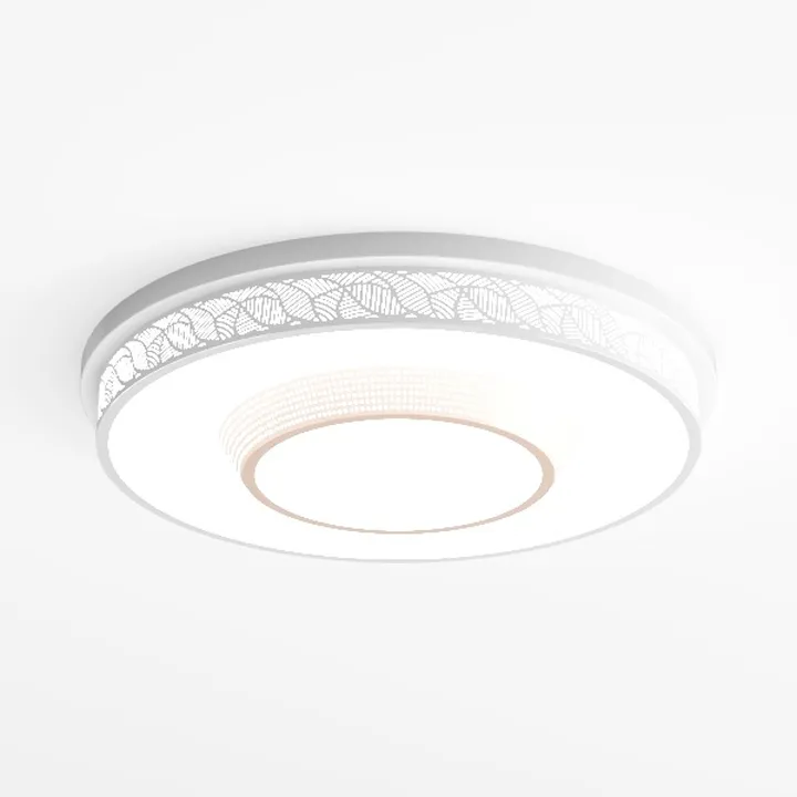 Minimalist White Metal Leaf Pattern Flush Mount Ceiling Lamp 3D Model