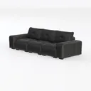Modern Black Leather Tufted 3 Seat Sofa 3D Model Left 45 Degree View