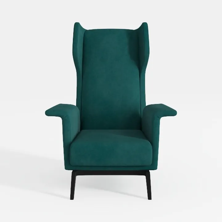 Modern Teal Velvet Wingback Armchair 3D Model