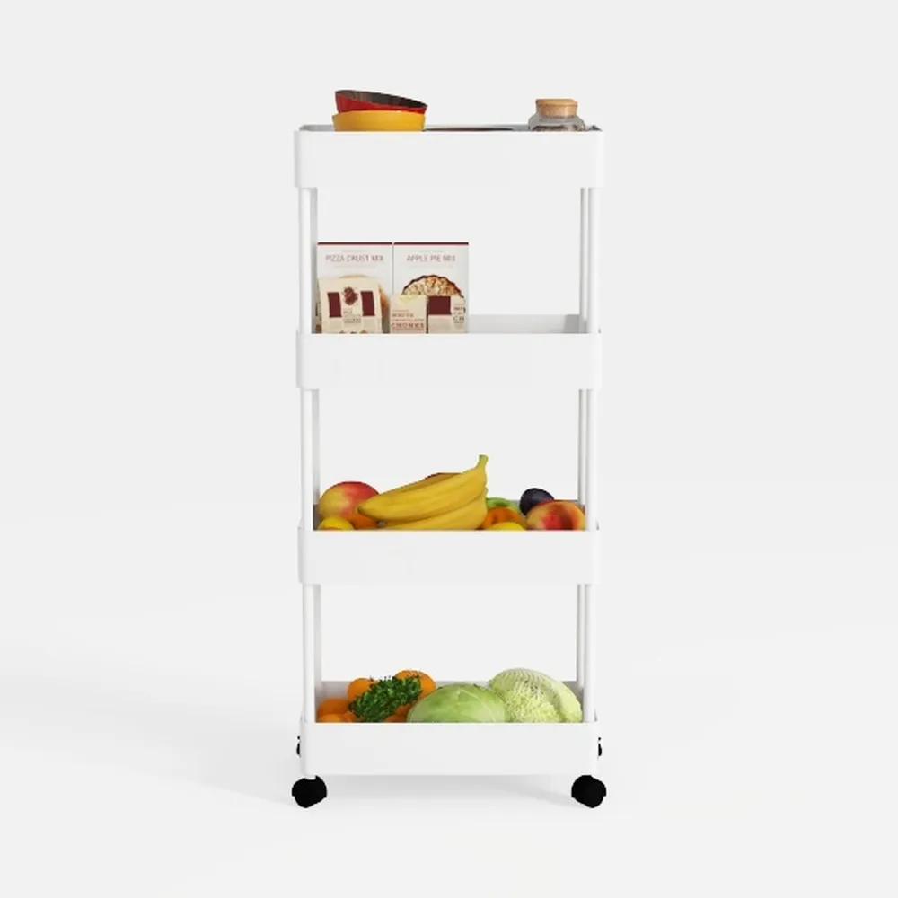 SPACEKEEPER Slim Rolling Storage Cart 4 Tier