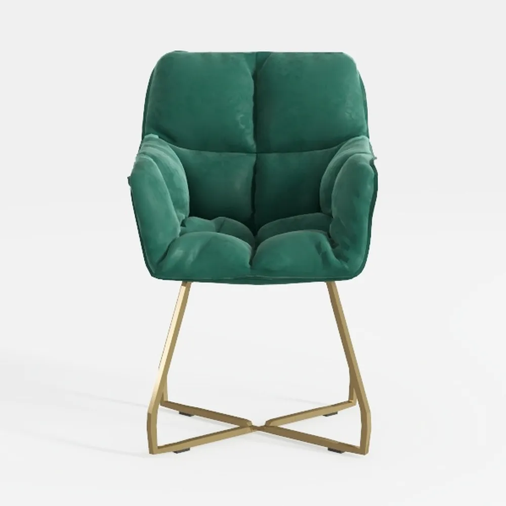 Soft Velvet Desk Chair Comfy with Gold Metal