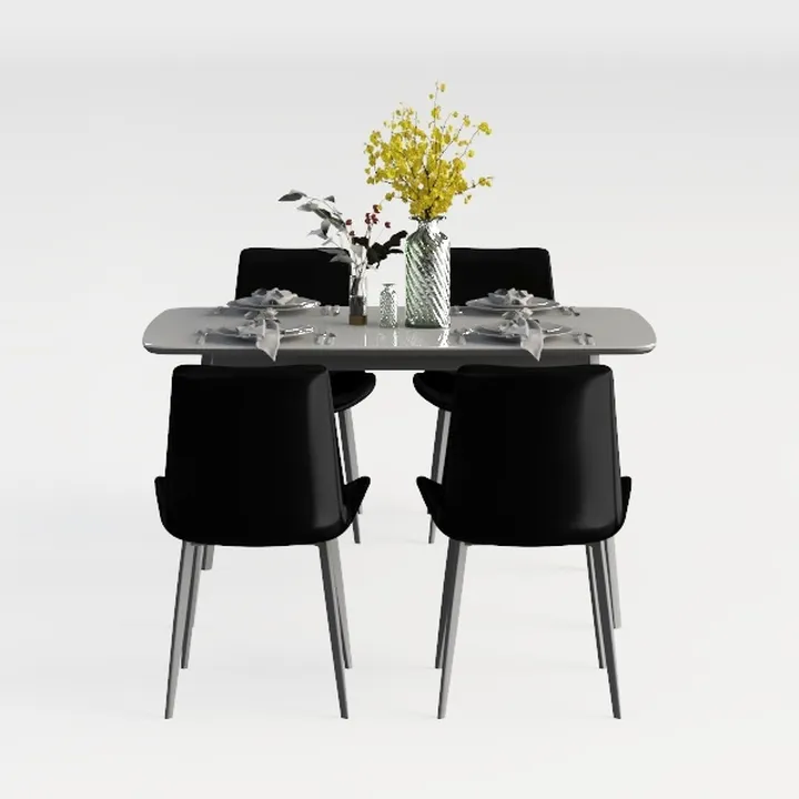 Velvet Dining Chairs Set of 6,Black Upholstered