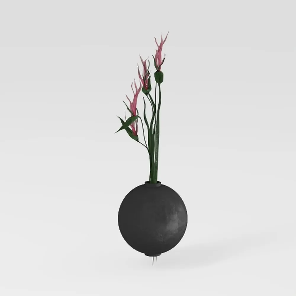Rustic Black Ceramic Vase with Textured Finish,