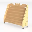 Cartoon Cute Solid Wood Kids Bookshelf Mobile Display Rack 3D Model Left 45 Degree View