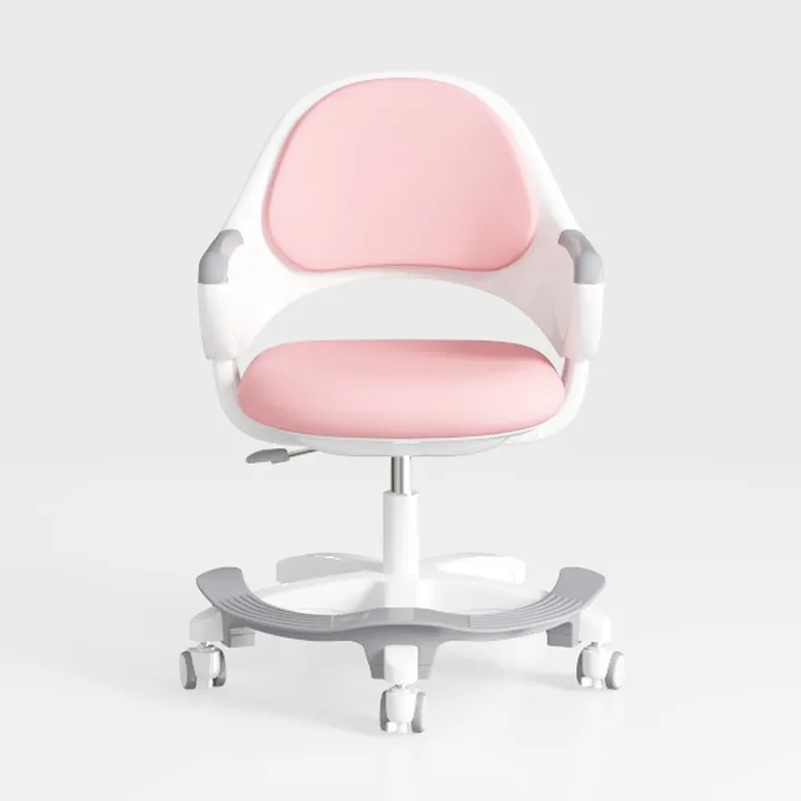Modern Pink White Fabric Kids Office Chair 3D Model