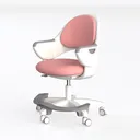 Modern Pink White Fabric Kids Office Chair 3D Model Left 45 Degree View