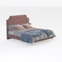 Modern Pink Velvet Upholstered King Size Bed 3D Model Right 45 Degree View