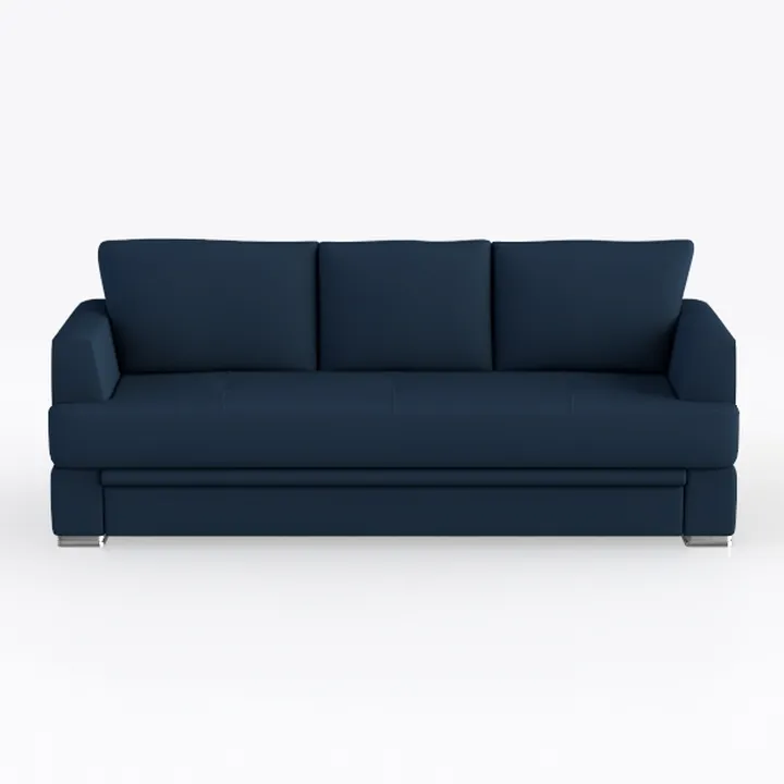 Modern Navy Blue Fabric 3 Seat Sofa 3D Model