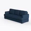 Modern Navy Blue Fabric 3 Seat Sofa 3D Model Left 45 Degree View