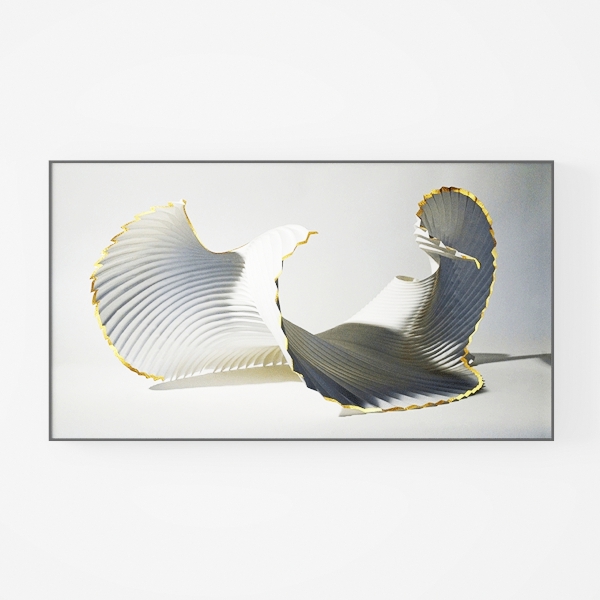 Boho Abstract Wall Art Green and Gold Lines Large 