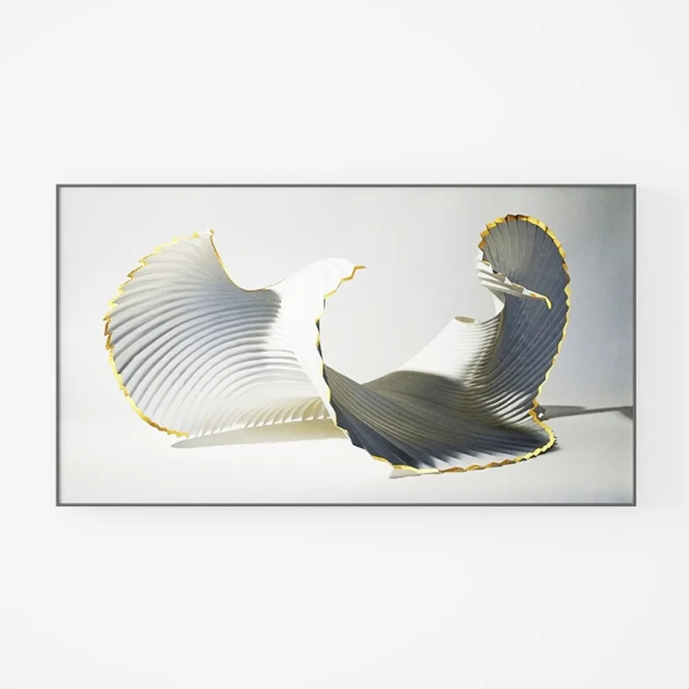 Boho Abstract Wall Art Green and Gold Lines Large 