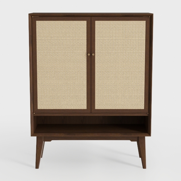 Natural Rattan Cabinet Sideboard Set of 2 with