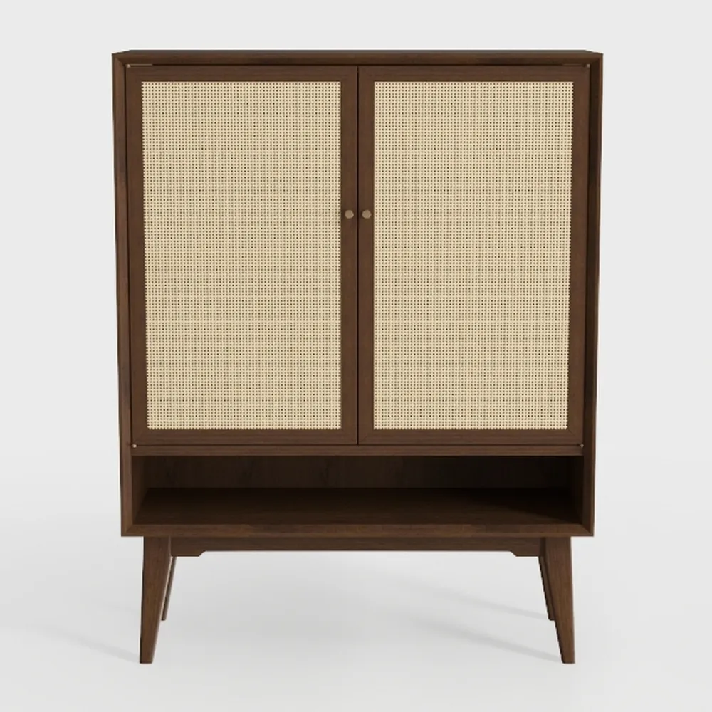 Natural Rattan Cabinet Sideboard Set of 2 with