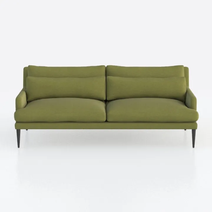 Minimalist Olive Fabric Upholstered Modern Sofa 3D Model