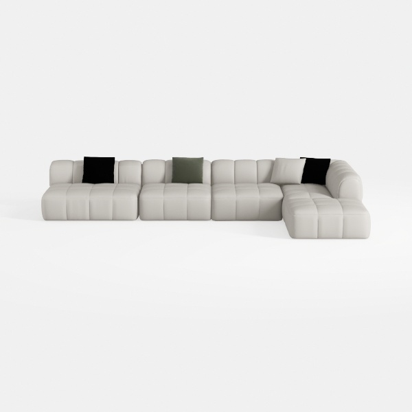Penau Ivory White Linen 2 Pieces Sectional Sofa