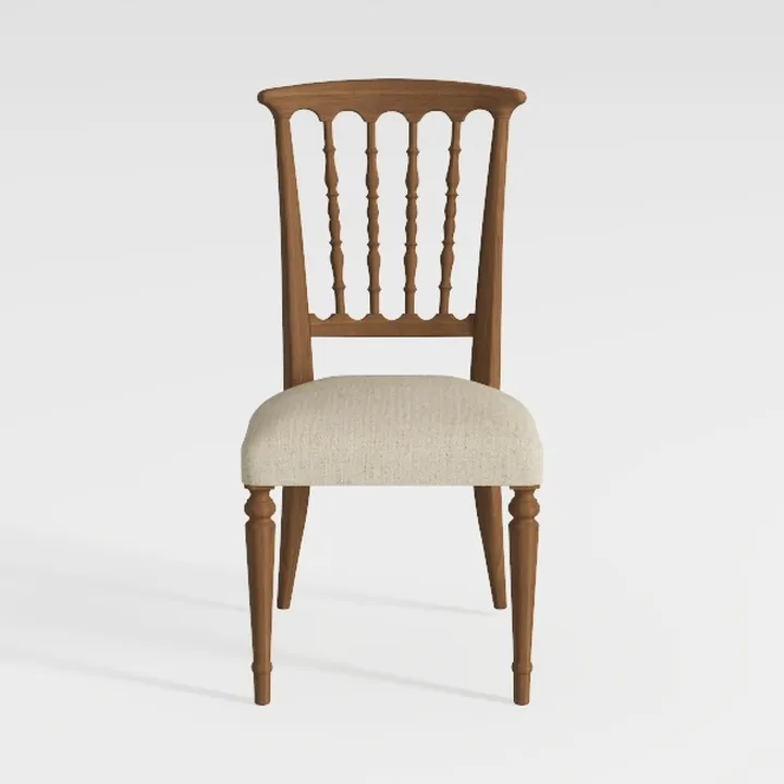 Vintage Solid Oak Fabric Upholstered Dining Chair 3D Model