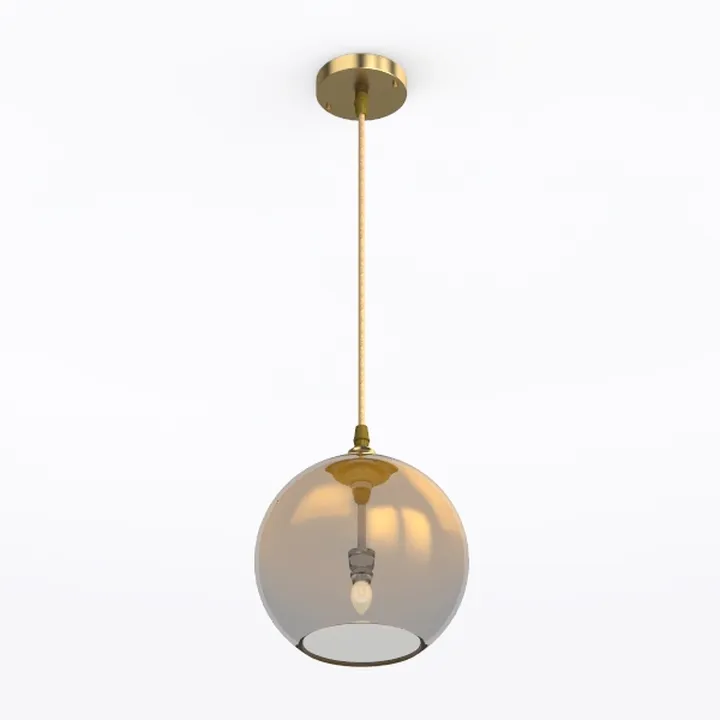 Modern Brass Glass Globe Pendant Lamp 3D Model