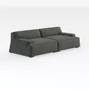 Minimalist Dark Green Fabric Large Sofa 3D Model Right 45 Degree View