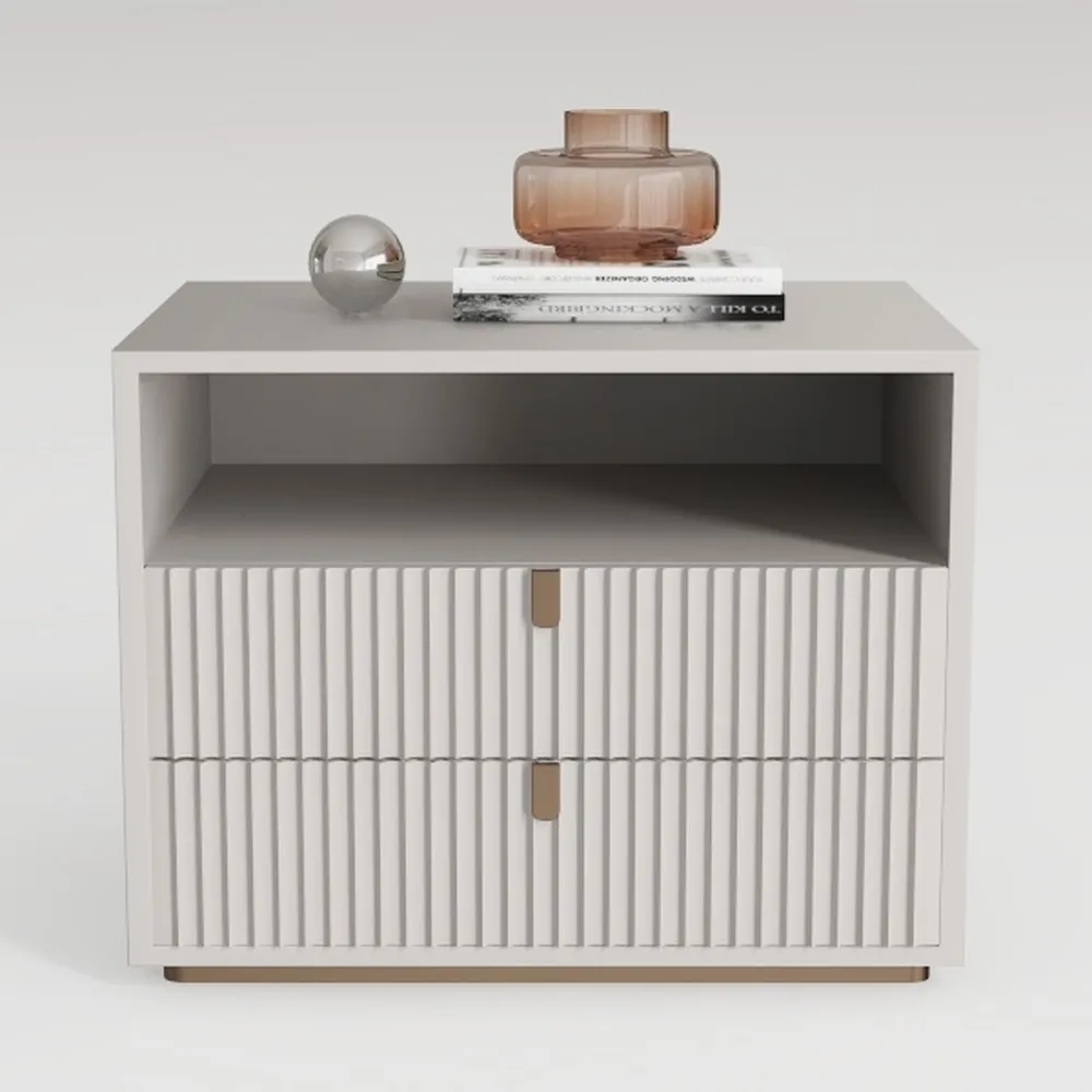LEYAOYAO Fluted Nightstand with Charging Station
