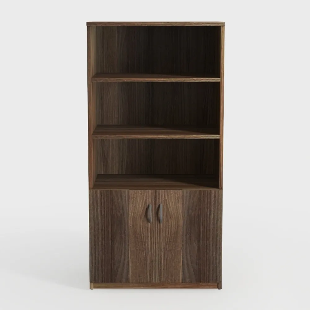 5 Tier Book Shelf with Doors: 71" Tall Fluted