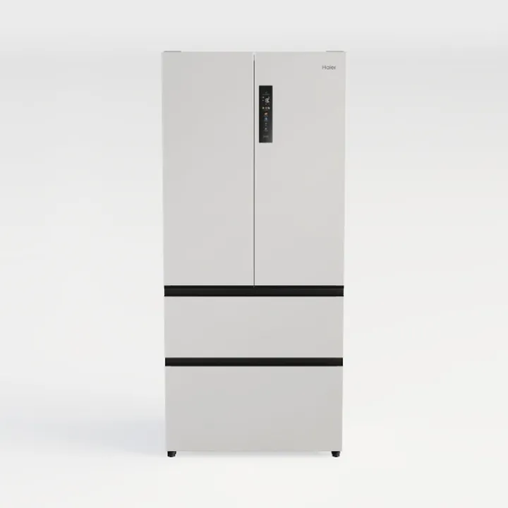 Modern Minimalist White French Door Refrigerator 3D Model