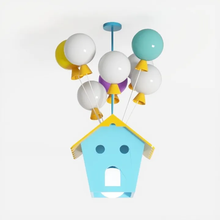 Cartoon Cute Birdhouse Balloon Pendant Light Kids Room Decor 3D Model