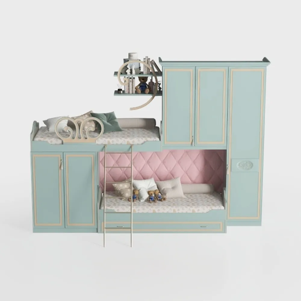 Interbeds Letto a castello MAX 4 dimensioni 200 x 80 cm con armadio e scrivania, colore a scelta con materasso (rosa)