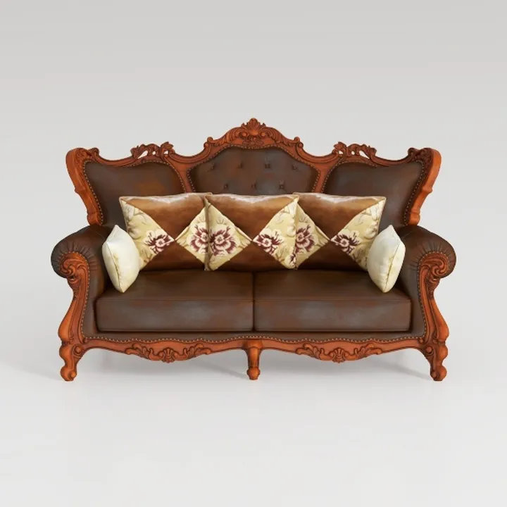 Benjara Sena Loveseat, Faux Leather, Rolled Arms, 