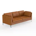 Modern Brown Leather Sofa With Metal Legs 3D Model Right 45 Degree View