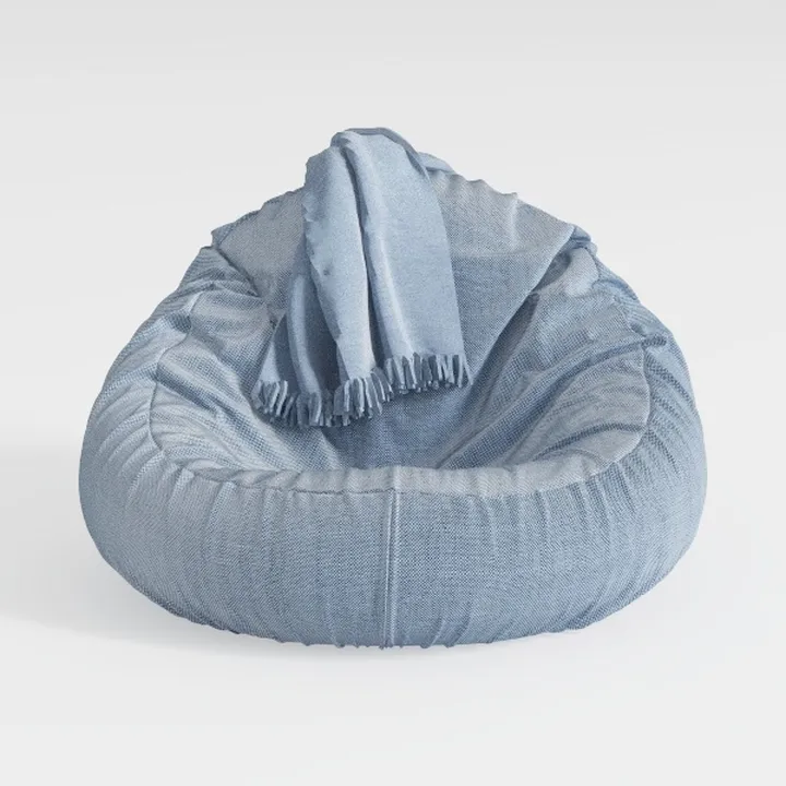 Modern Light Blue Chenille Swivel Upholstered Barr