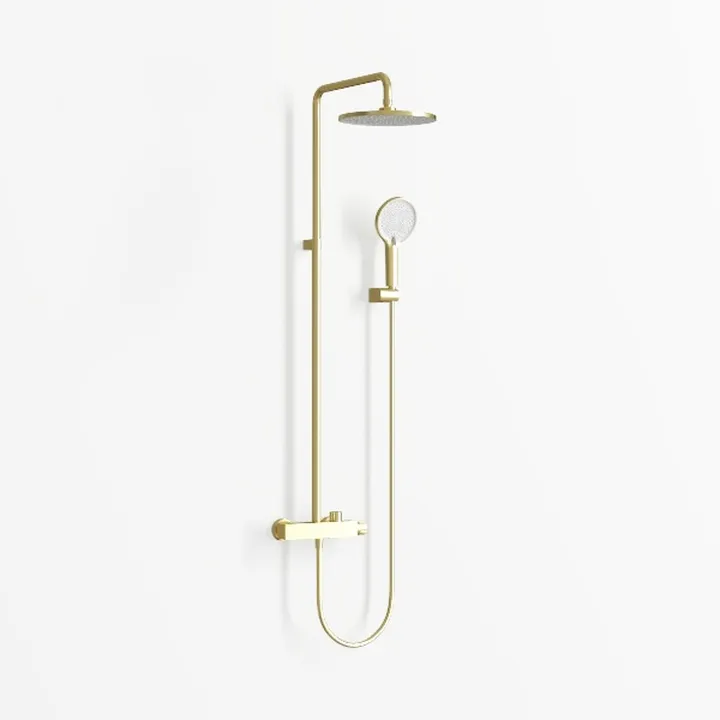 Brass Gold Modern Wall Mounted Shower System 3D Model