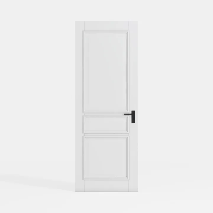 Minimalist White Solid Wood Interior Door 3D Model