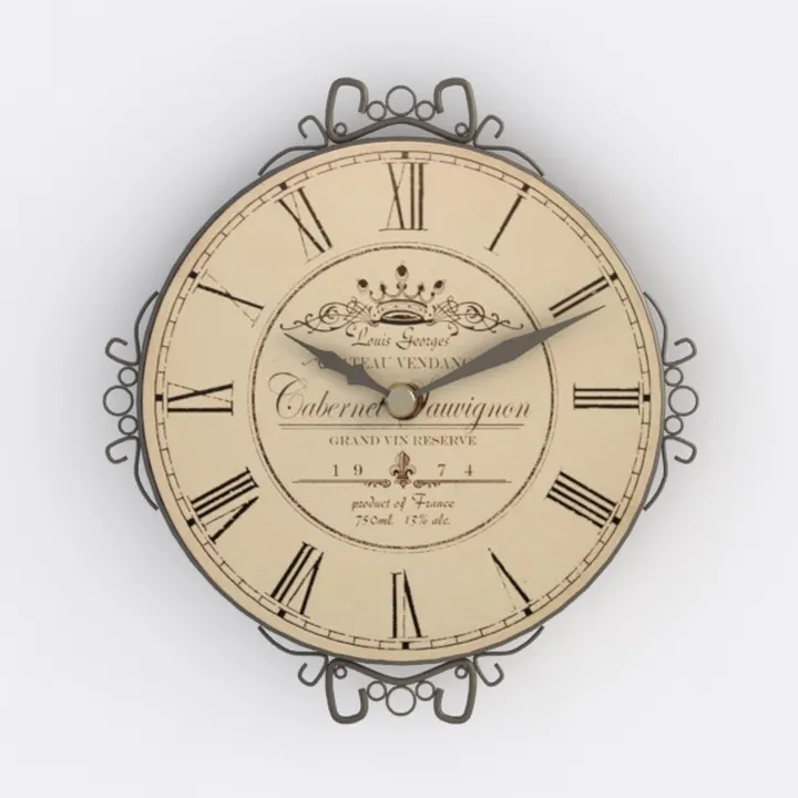 Vintage Metal Framed Decorative Wall Clock 3D Model