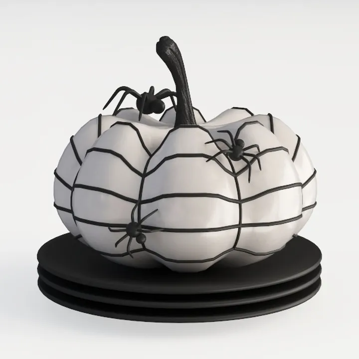 Halloween Spiderweb White Pumpkin Decorative Ornament 3D Model