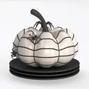 Halloween Spiderweb White Pumpkin Decorative Ornament 3D Model Left 45 Degree View