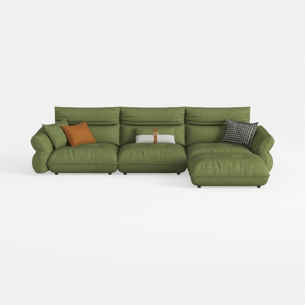 JULYFOX Velvet Button Tufted L Sectional Couch
